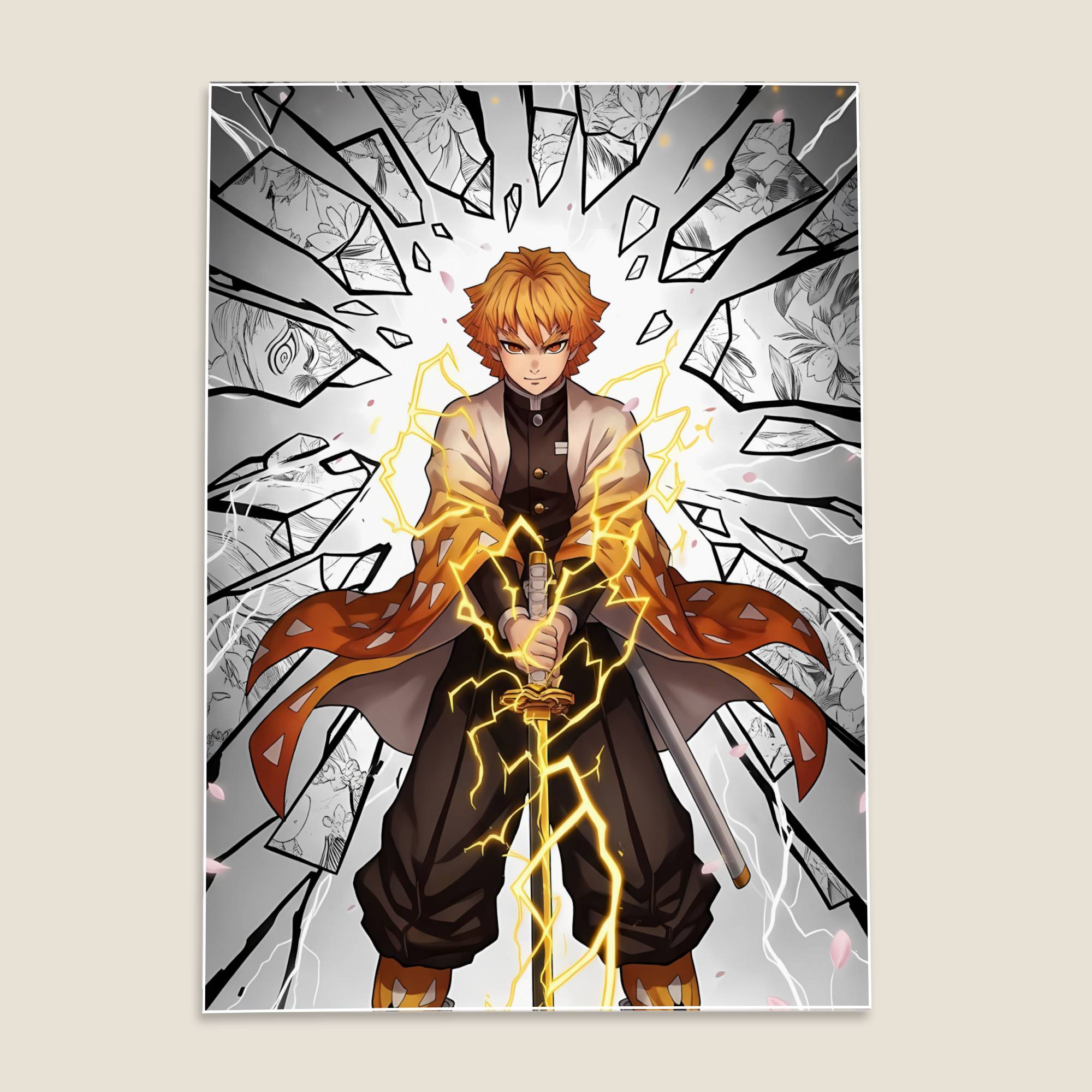 Zenitsu Agatsuma Demon Slayer Anime Poster