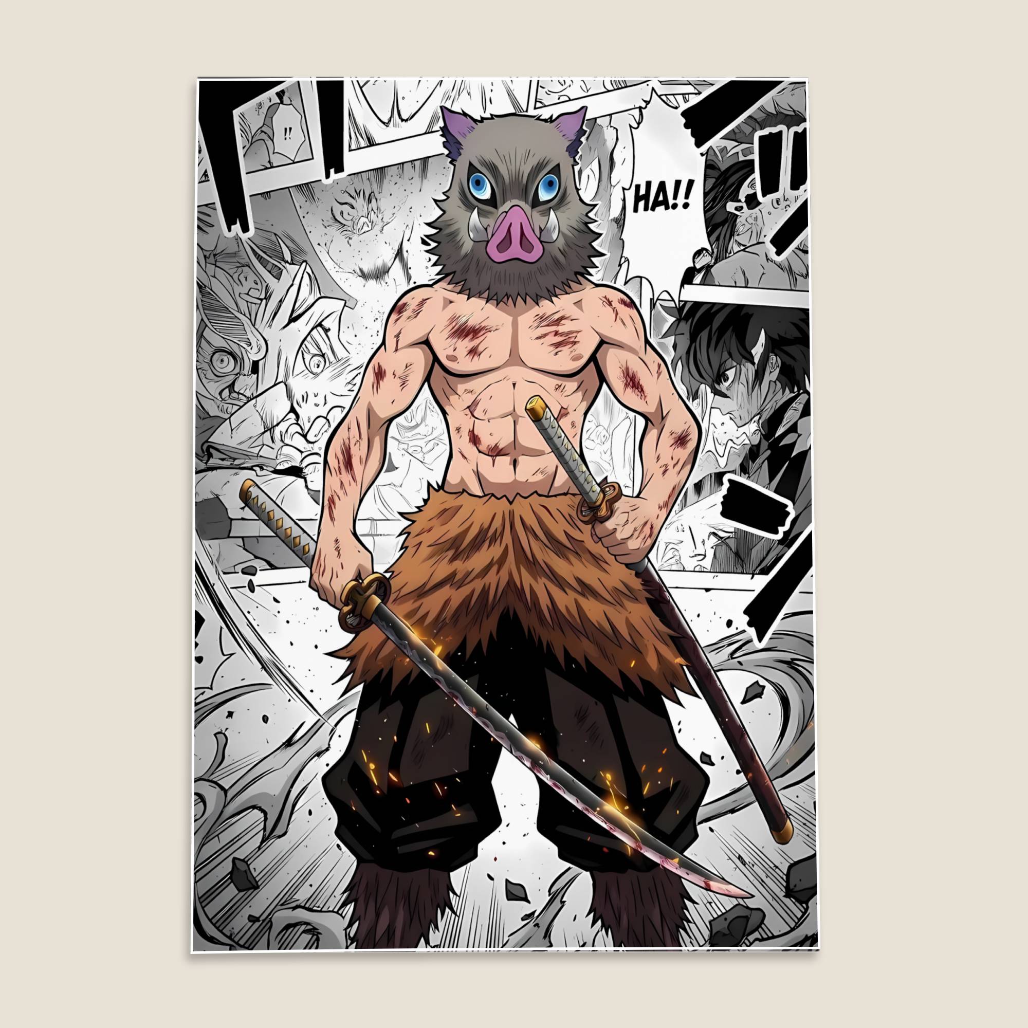 Inosuke Hashibira Demon Slayer Anime Poster