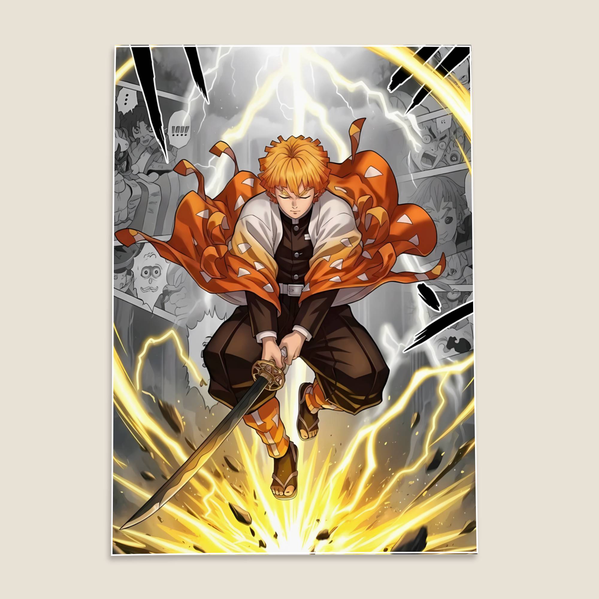 Zenitsu Demon Slayer Anime Poster