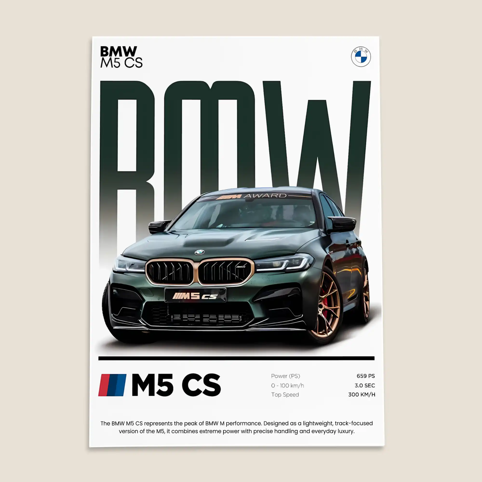 BMW M5 CS Car Poster