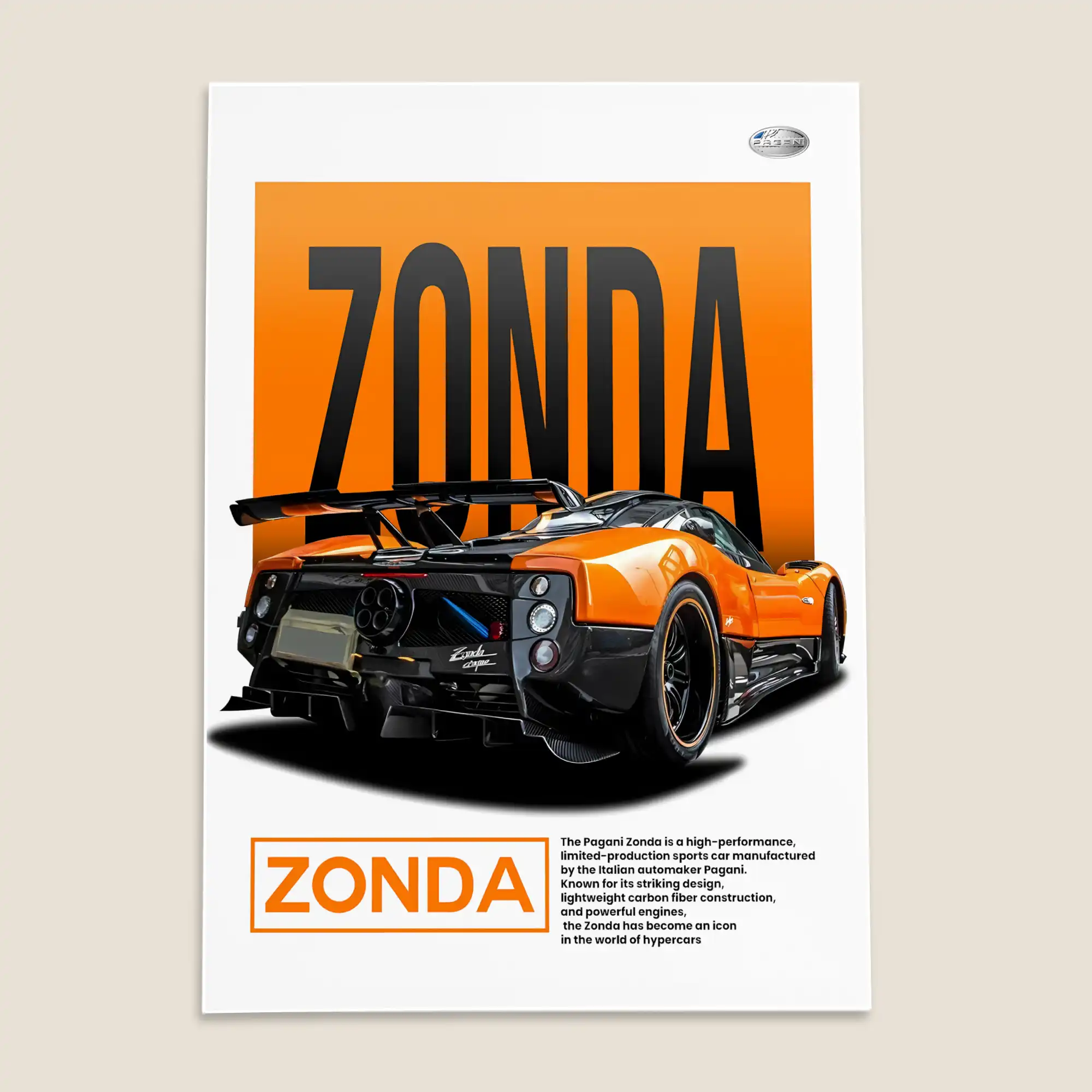 Pagani Zonda Car Poster