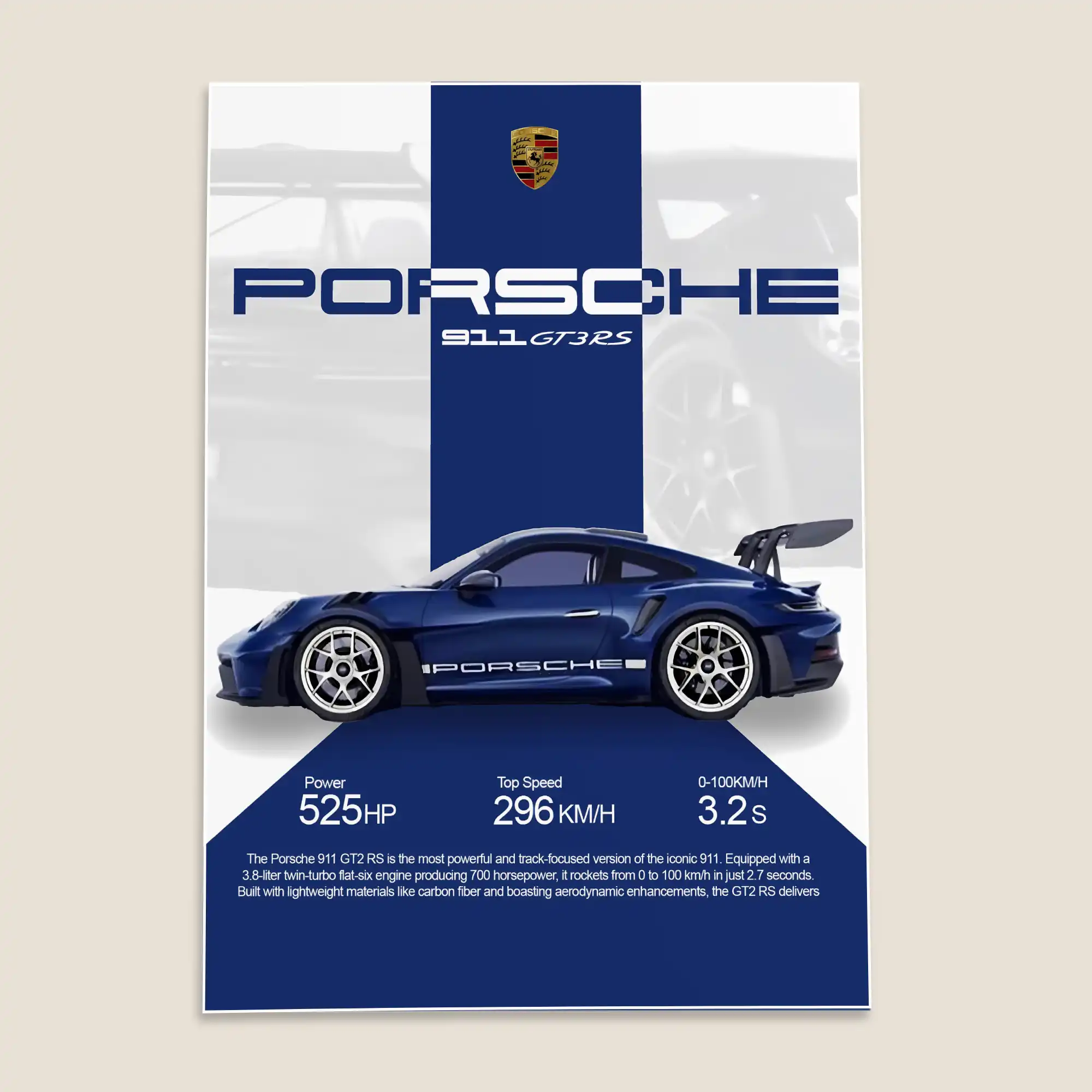 Porsche 911 GT3RS Car Poster