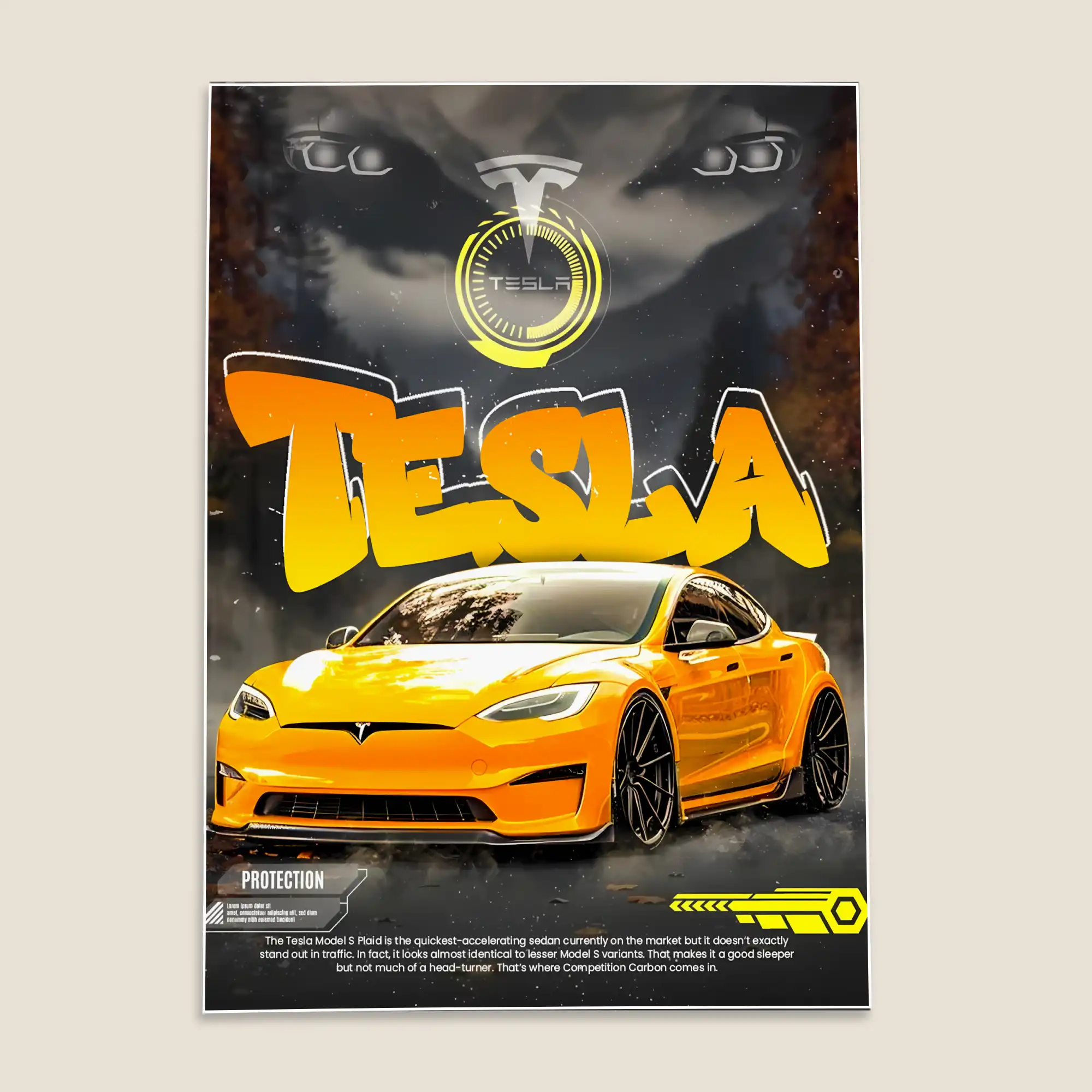 Tesla Model S Car Poster