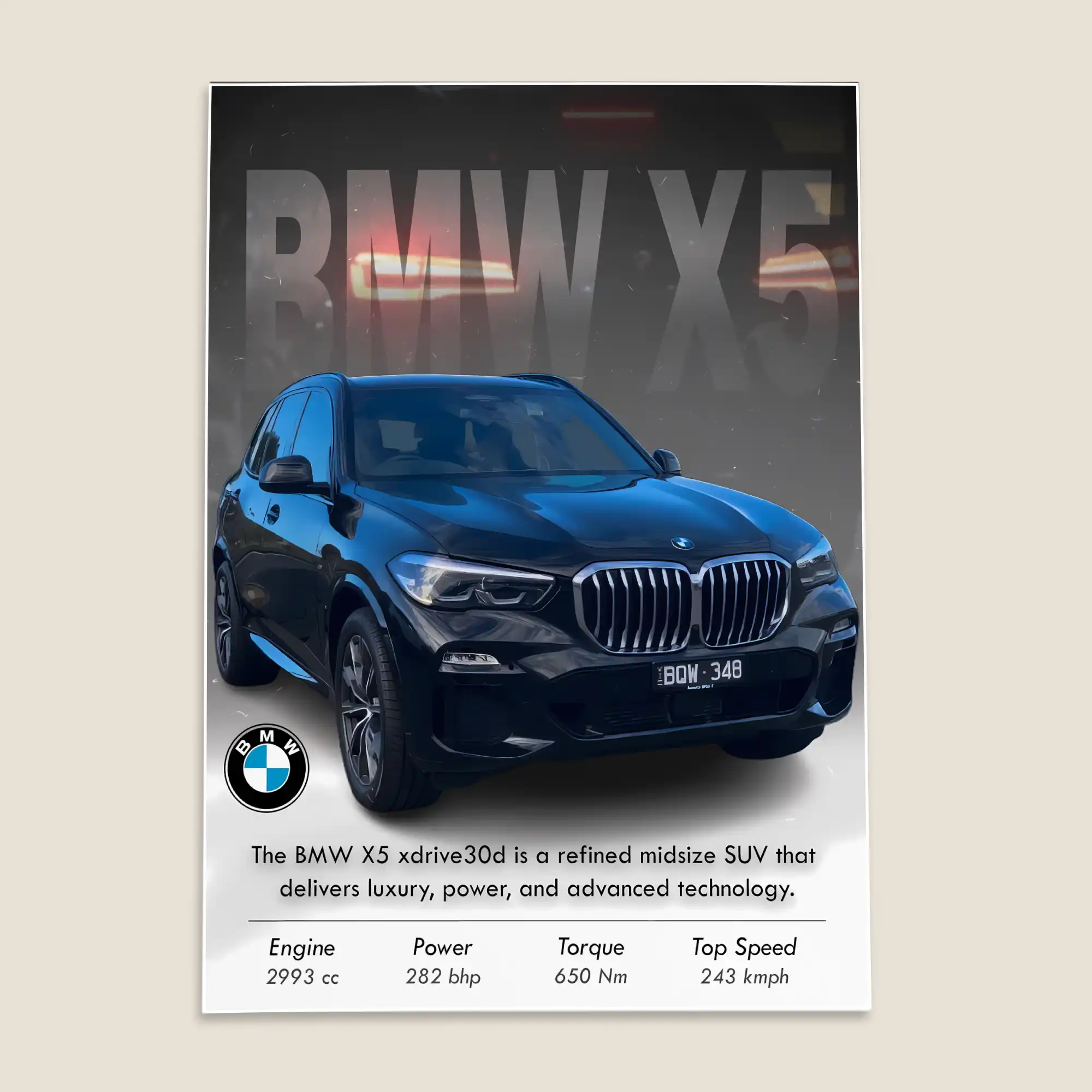 BMW X5 Car Poster